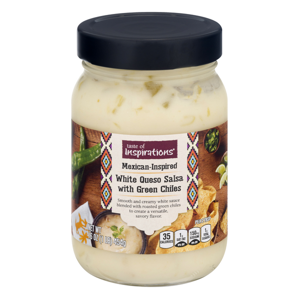 Taste of Inspirations White Queso Salsa Dip with Green Chiles