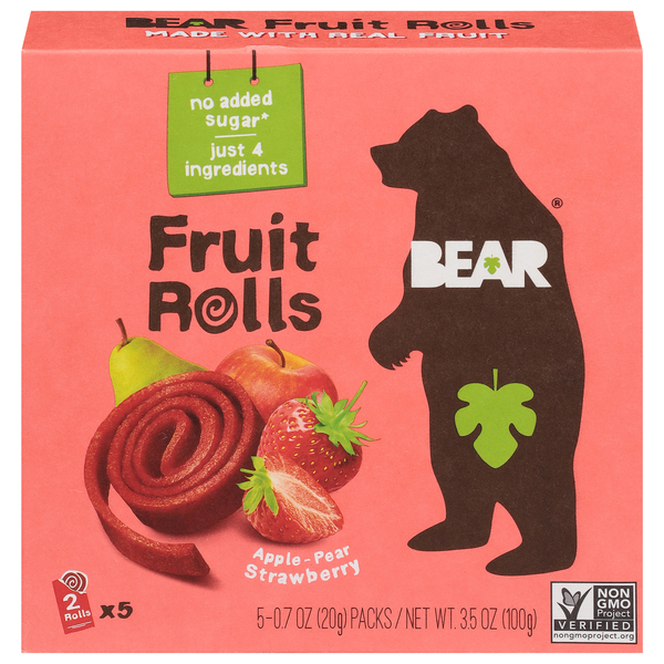 Bear Fruit Rolls Apple-Bear Strawberry - 5 ct