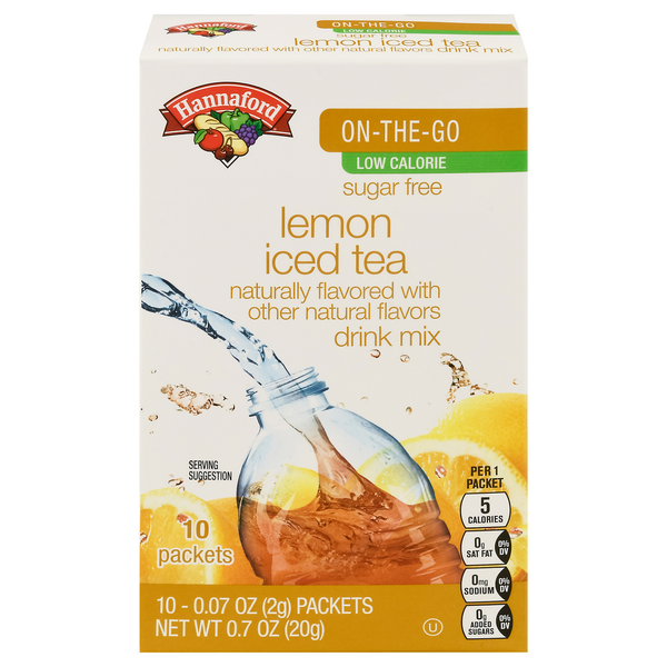 Hannaford Sugar Free Lemon Iced Tea On-The-Go Drink Mix Packets - 10 ct