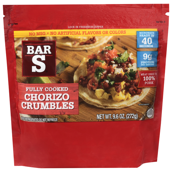 Bar-S Fully Cooked Chorizo Crumbles Refrigerated
