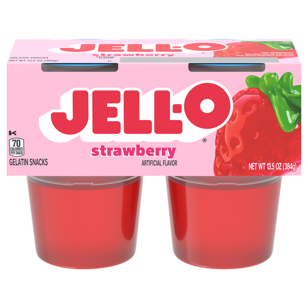 Jell-O Strawberry Gelatin Snack Cups - 4 ct