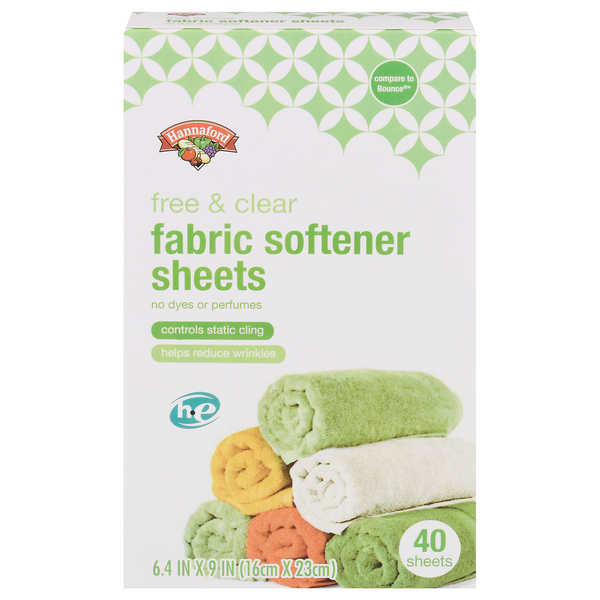 Hannaford Fabric Softener Dryer Sheets Free & Clear