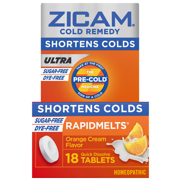 ZICAM Cold Remedy Ultra Homeopathic RapidMelts Orange Cream Flavor Tablets