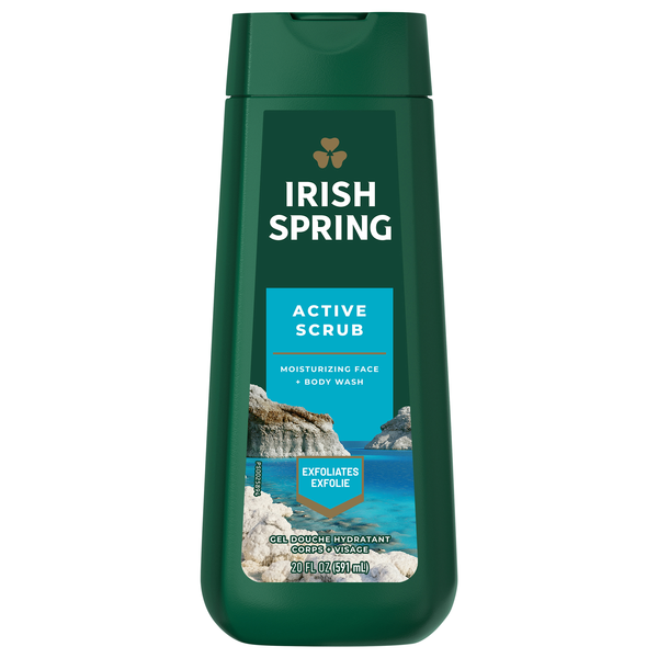 Irish Spring Men Active Scrub Moisturizing Face & Body Wash