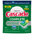 Cascade Complete Lemon Scent Dishwasher Detergent ActionPacs - 16 ct