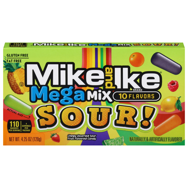 Mike & Ike Mega Mix Sour Chewy Candy Movie Theater Box