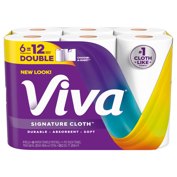 Viva Signature Cloth Choose-A-Sheet Double Rolls 1-Ply Paper Towels - 6 ct