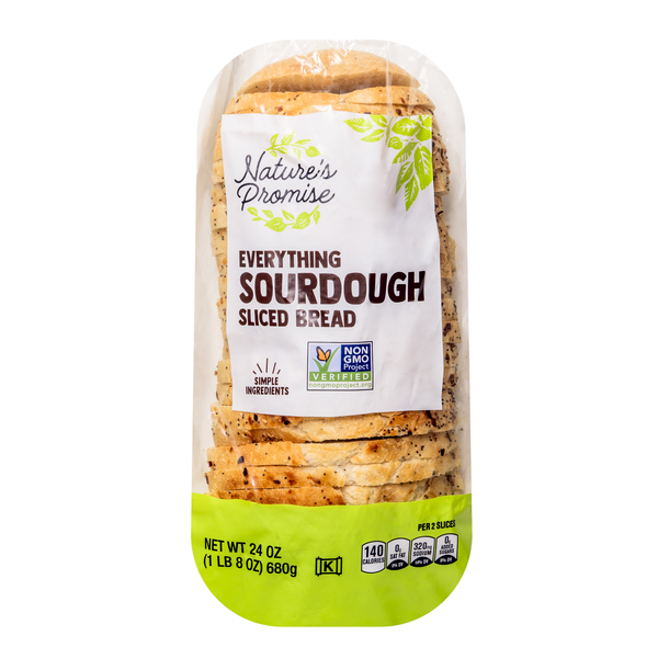 Nature's Promise Bakery Everything Sourdough Bread Sliced