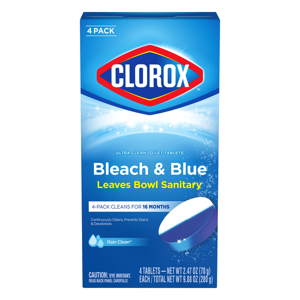 Clorox Bleach & Blue Rain Clean Toilet Tablets - 4 ct