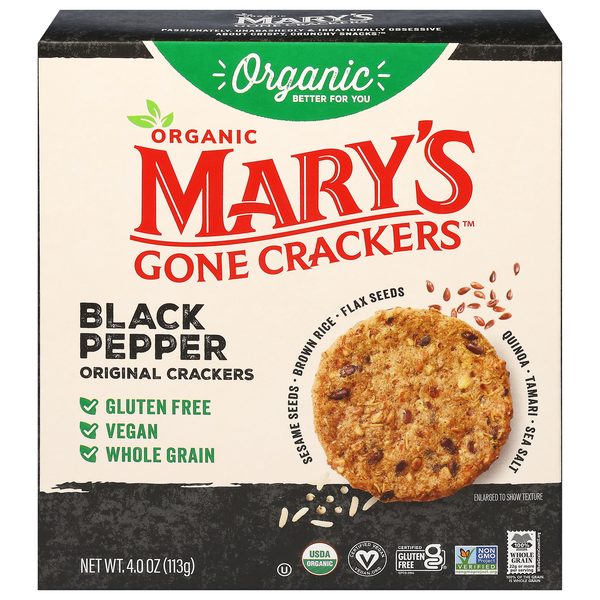 Mary's Gone Crackers Organic Original Black Pepper Crackers