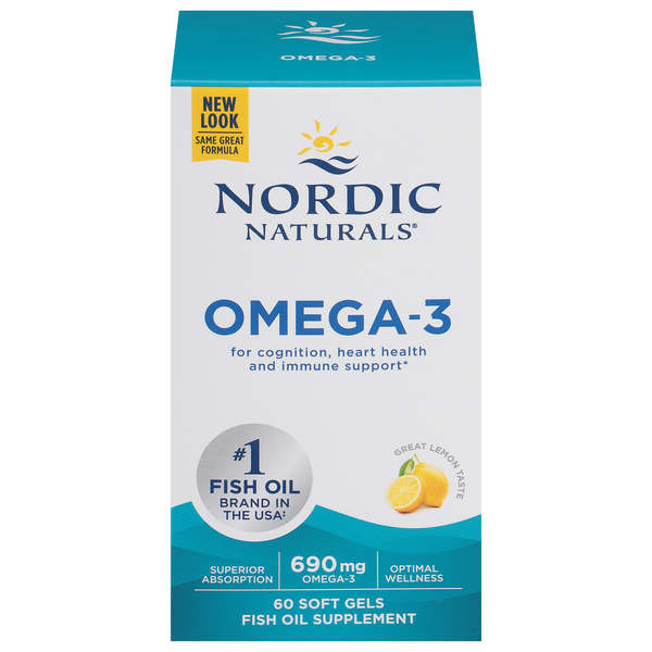 Nordic Naturals Omega-3 690 mg Supplement Soft Gels Lemon