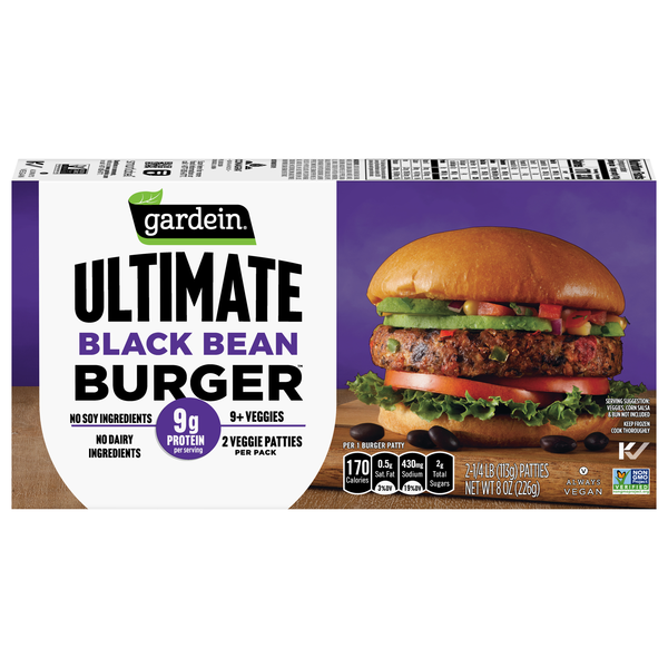 Gardein Ultimate Plant-Based Black Bean Veggie Burgers - 2 ct Frozen