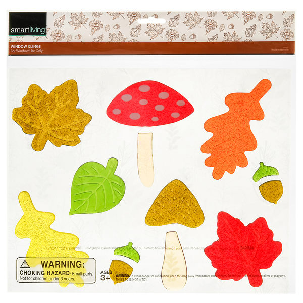 Smart Living Harvest Window Clings Mushrooms/Leaves