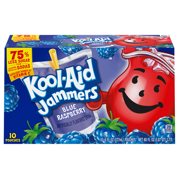 Kool-Aid Jammers Blue Raspberry Juice Drink Pouches - 10 pk