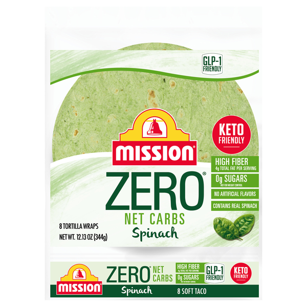 Mission ZERO Net Carbs Spinach Tortilla Wraps - 8 ct