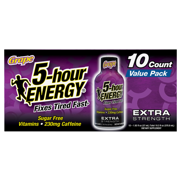 5-Hour Extra Strength Sugar Free Grape Energy Shot - 10 pk