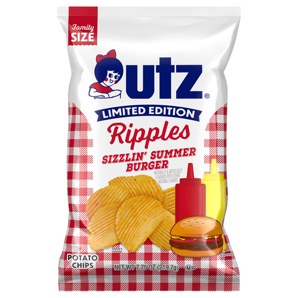 Utz Ripples Sizzlin' Summer Burger Potato Chips Family Size