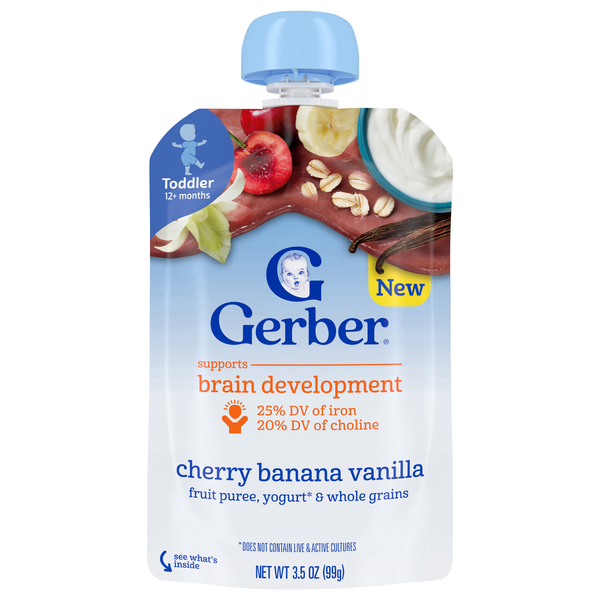 Gerber Toddler Cherry Banana Vanilla Fruit Puree Yogurt