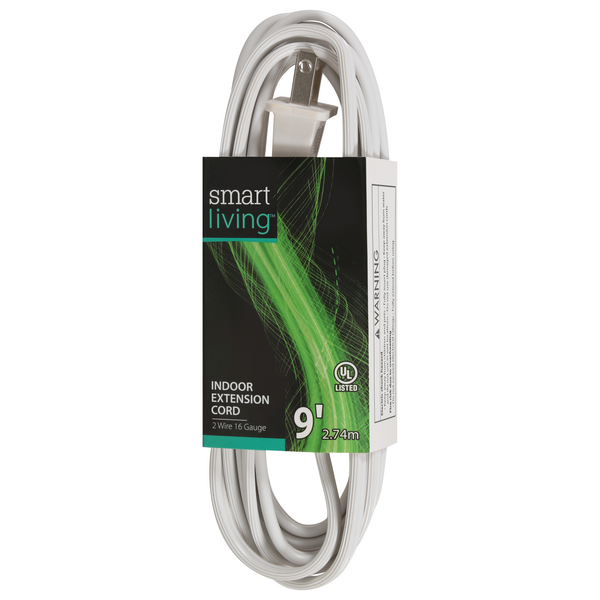 Smart Living Extension Cord Indoor White 9 Feet