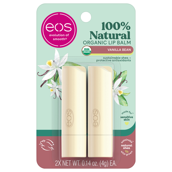 eos Organic Vanilla Bean Shea Lip Balm - 2 ct