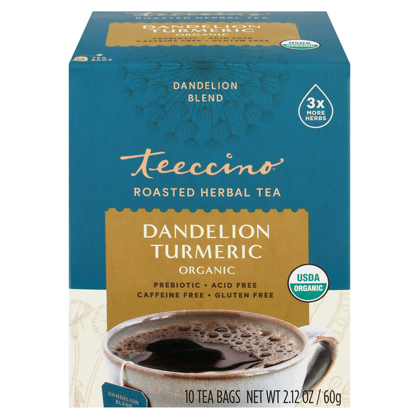 Save on Teeccino Dandelion Turmeric Roasted Herbal Tea Organic Gluten
