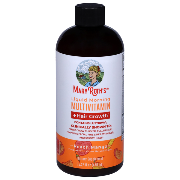 Mary Ruth's Multivitamin + Hair Growth Peach Mango Liquid