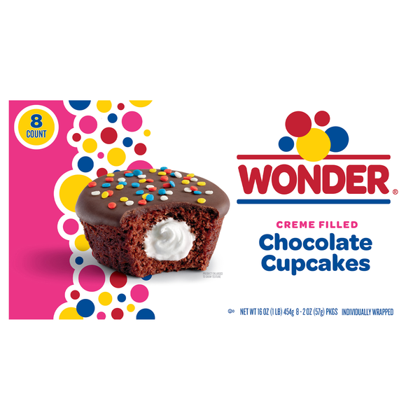 Wonder Creme Filled Chocolate Cupcakes - 8 ct