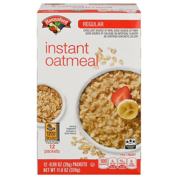 Hannaford Regular Instant Oatmeal - 12 ct