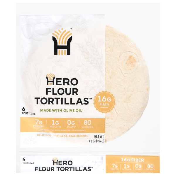 Hero Flour Tortillas - 6 ct