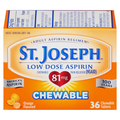 St. Joseph Low Dose Aspirin Regimen 81 mg Pain Relief Orange Chew Tablets