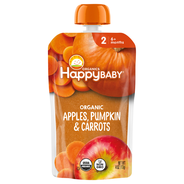 Happy Baby Organics 2 Baby Food Apples Pumpkin & Carrots