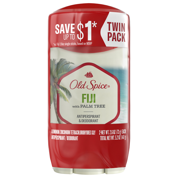 Old Spice Fiji with Palm Tree Antiperspirant Deodorant Stick 2.6 oz/2 ct