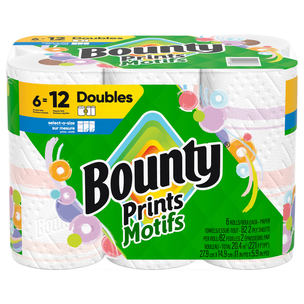 Bounty Select-A-Size Print Double Roll Paper Towels - 6 ct