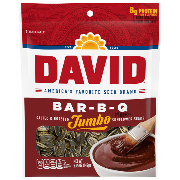DAVID Bar-B-Q Flavored Salted & Roasted Jumbo Sunflower Seeds
