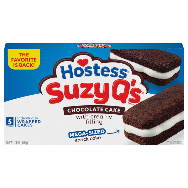Hostess Suzy Q's Chocolate Snack Cakes with Creamy Filling - 6 ct