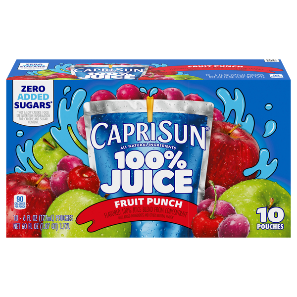 Capri Sun 100% Fruit Punch Juice Drink Pouches - 10 pk