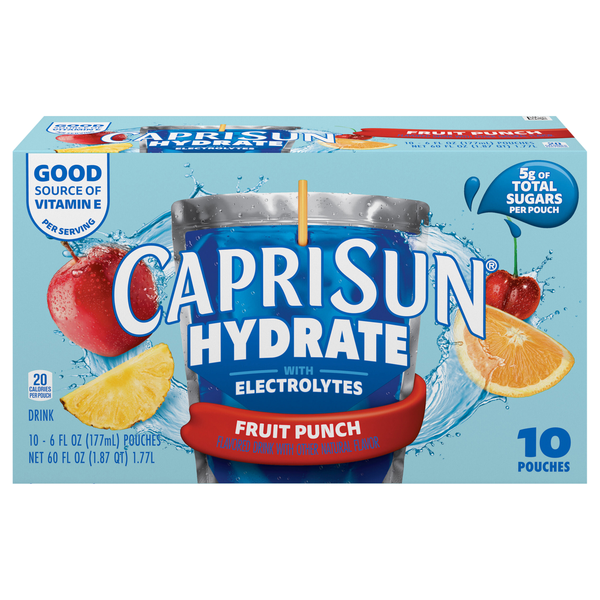 Capri Sun Hydrate with Electrolytes Fruit Punch Flavored Drink - 10 pk