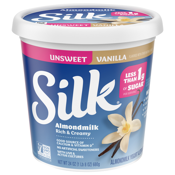 Silk Dairy Free Vegan Unsweet Vanilla Almondmilk Yogurt Alternative