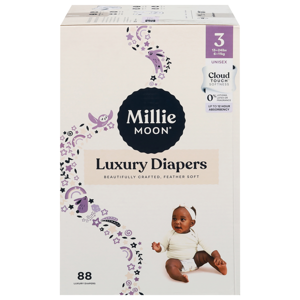 Millie Moon Unisex Luxury Size 3 Baby Diapers 16-28 lb
