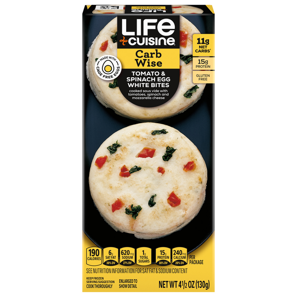 Save on Life Cuisine Carb Wise Tomato & Spinach Egg White Bites 2 ct