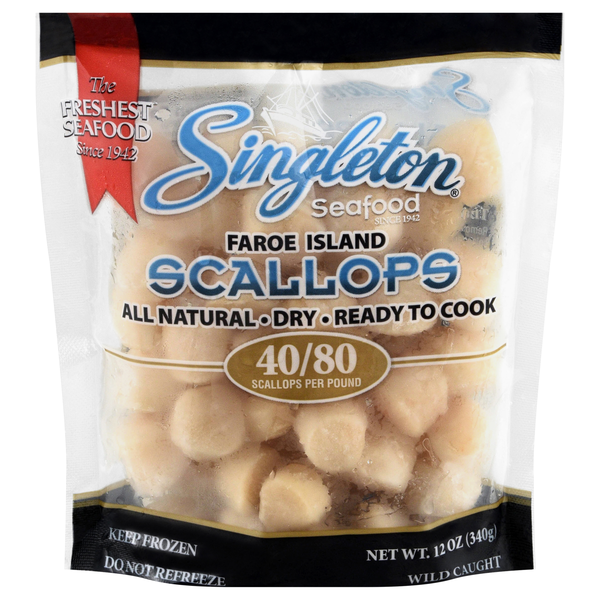 Singleton Seafood Faroe Island Scallops 40-80 ct per lb Frozen