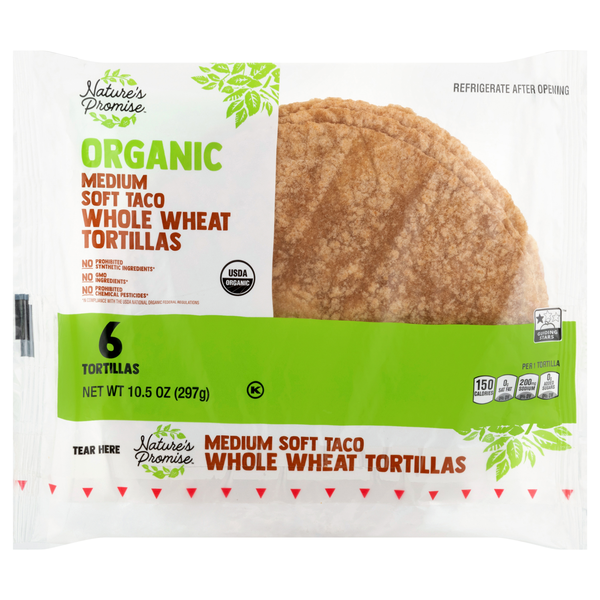 Nature's Promise Organic Medium Soft Whole Wheat Tortillas - 6 ct