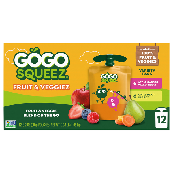 GoGo squeeZ Fruit & Veggiez on the Go Variety Pack - 12 ct