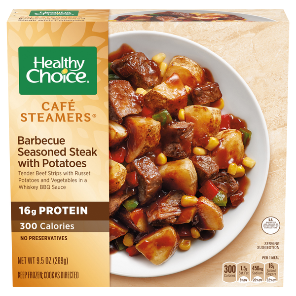 Healthy Choice Cafe Steamers BBQ Seasoned Steak with Potatoes Frozen Meal