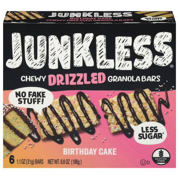 Junkless Chewy Drizzled Birthday Cake Granola Bars - 6 ct