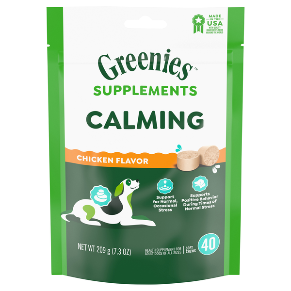 GREENIES Supplements Calming Chicken Flavor Soft Chews Adult Dogs - 40 ct