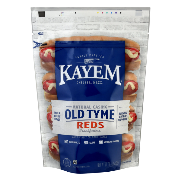 Kayem Natural Casing Old Tyme Reds Beef & Pork Frankfurters - 10 ct