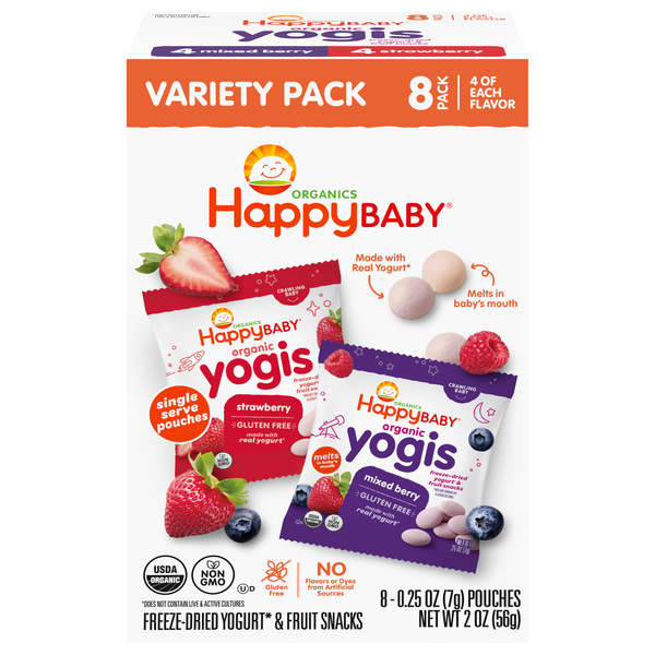Happy Baby Freeze-Dried Yogurt & Fruit Snacks Variety Pack - 8 ct