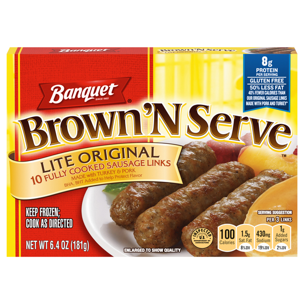 Banquet Brown 'N Serve Lite Original Breakfast Sausage Links 10 ct Frozen