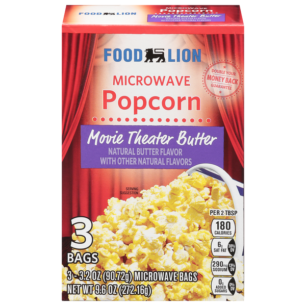 Food Lion Movie Theater Butter Microwave Popcorn - 3 ct